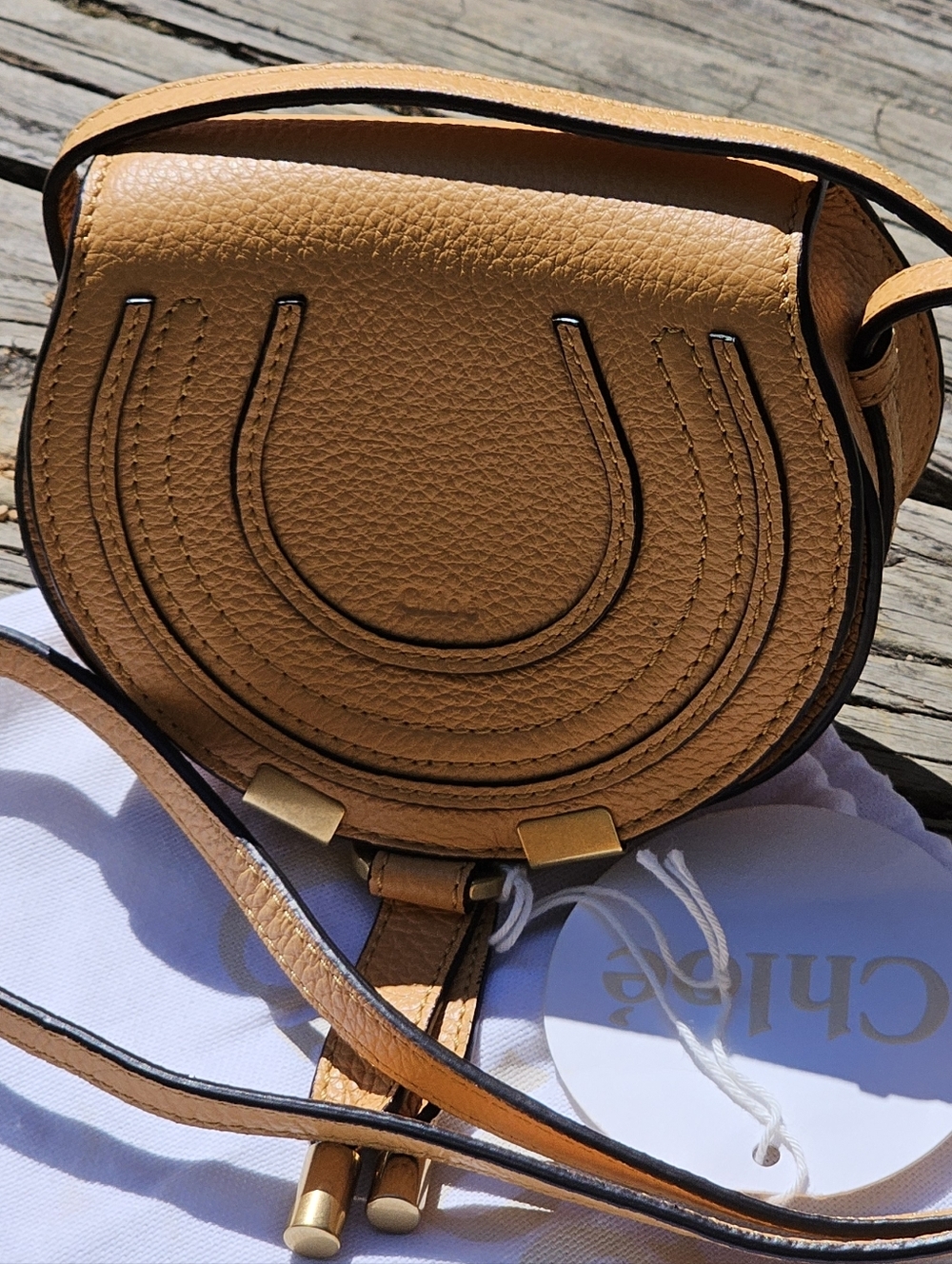 NANO Chloe Mini Marcie Saddle Crossbody Bag in Tan Apricot - Picture 7 of 16